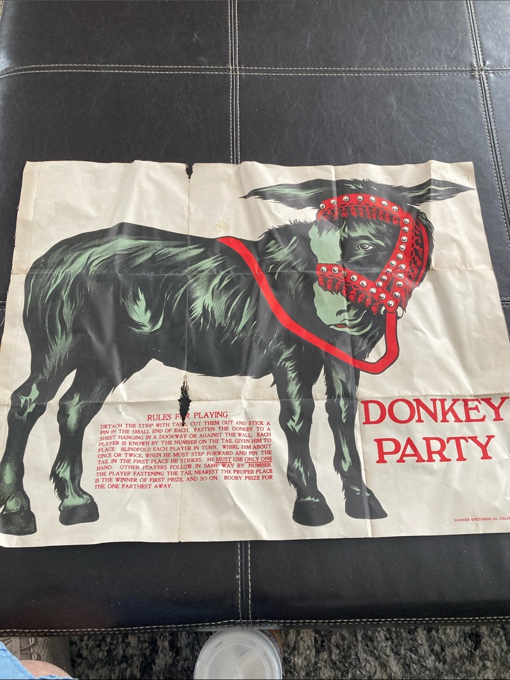 Vintage Donkey Party Game Tablecloth - Black & Red